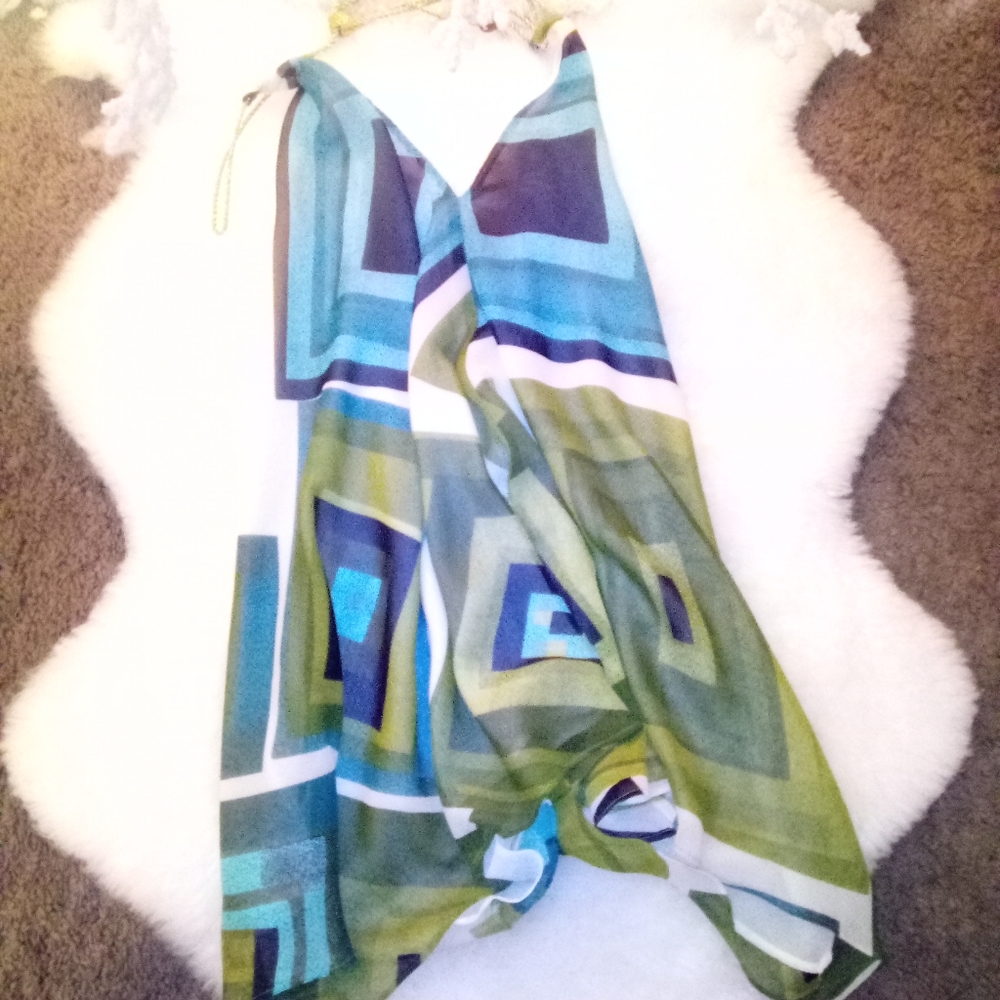 Women's New York & Company rope halter geometric design sz M